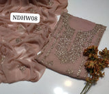 Stuff Soft Bamber Chiffon Handmade LCD Gotta Work Shirt And Dupatta 2PC Dress