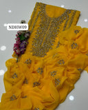 Stuff Soft Bamber Chiffon Handmade LCD Gotta Work Shirt And Dupatta 2PC Dress