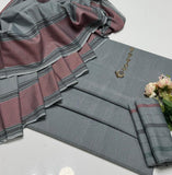 Stuff Khaddi Lawn Plain Shirt, Self Trouser Along With Khadi Lawn &nbsp;Jacquard Border Dupatta 3pcs Dress🥻