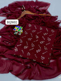 Stuff Soft Bamber Chiffon Patta Mukesh Kamani Front Heavy Work Shirt &amp; Sleves Mukesh kamdani Work And bamber Chiffon Mukesh Work DUpatta 2PC Dress