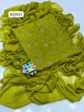 Stuff Soft Bamber Chiffon Patta Mukesh Kamani Front Heavy Work Shirt &amp; Sleves Mukesh kamdani Work And bamber Chiffon Mukesh Work DUpatta 2PC Dress