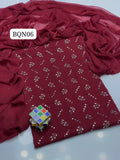 Stuff Soft Bamber Chiffon Patta Mukesh Kamani Front Heavy Work Shirt &amp; Sleves Mukesh kamdani Work And bamber Chiffon Mukesh Work DUpatta 2PC Dress