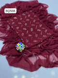 Stuff Soft Bamber Chiffon Patta Mukesh Kamani Front Heavy Work Shirt &amp; Sleves Mukesh kamdani Work And bamber Chiffon Mukesh Work DUpatta 2PC Dress
