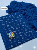 Stuff Soft Bamber Chiffon Patta Mukesh Kamani Front Heavy Work Shirt &amp; Sleves Mukesh kamdani Work And bamber Chiffon Mukesh Work DUpatta 2PC Dress