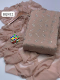 Stuff Soft Bamber Chiffon Patta Mukesh Kamani Front Heavy Work Shirt &amp; Sleves Mukesh kamdani Work And bamber Chiffon Mukesh Work DUpatta 2PC Dress