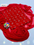 Stuff Soft Bamber Chiffon Patta Mukesh Kamani Front Heavy Work Shirt &amp; Sleves Mukesh kamdani Work And bamber Chiffon Mukesh Work DUpatta 2PC Dress