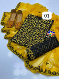 Stuff Lawn Cotton Front Full Gala Daman Embroidery Shirt And Heavy embroidery Trouser With Chifon Embroidery Dupatta 3PC Dress