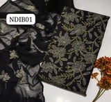 Stuff Pure Lawn 100/100 Handmade Kacha Indian Jaal Neat Work Shirt And Plain Trouser WIth Chiffon Embroidery Dupatta 3PC Dress
