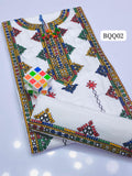 Stuff Summer Cotton Neck panel Embroidery With Tussle Shirt And Embroidery Trouser 2PC Dress