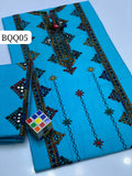 Stuff Summer Cotton Neck panel Embroidery With Tussle Shirt And Embroidery Trouser 2PC Dress