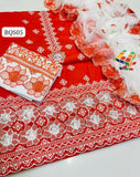 Stuff Lawn Cotton Gala Daman 3MM CutWork Embroidery Shirt And Embroidery Trouser With CHiffon Heavy CutWork Dupatta 3PC Dress