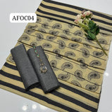 Stuff Khaddi Lawn Plain Shirt Plain Trouser Along With Block Print Khaddi Lawn Dupatta 3pcs Dress🥻