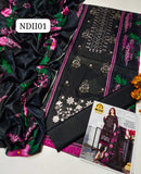 Stuff Best Quality Pure lawn 90/70 Embroidery Gala With Beautiful Digital Lawn Dupatta &amp; Plain Lawn Trouoser 3PC Dress