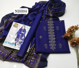 Stuff Best Quality Pure lawn 90/70 Embroidery Gala With Beautiful Digital Lawn Dupatta &amp; Plain Lawn Trouoser 3PC Dress