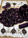 Stuff Shamoz Silk All Over Embroidery Shirt And Net Applic Embroidery Dupatta With Kattan Silk Trouser 3PC Dress