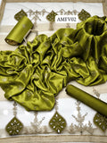 Stuff Shamoz Silk All Over Embroidery Shirt And Net Applic Embroidery Dupatta With Kattan Silk Trouser 3PC Dress