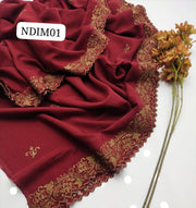 Stuff Soft Swiss Lawn Chicken Kari 2 SIde Border Embroidery Chaddar