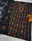 Stuff Pure Lawn 100/100 Kacha Indian Gala Style Neat Work Shirt And Plain Trouser WIth Chiffon Embroidery Dupatta 3PC Dress
