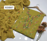 Stuff Pure Lawn 100/100 Kacha Indian Gala Style Neat Work Shirt And Plain Trouser WIth Chiffon Embroidery Dupatta 3PC Dress