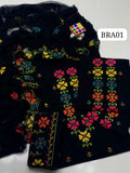 Stuff Cotton Front FUll Gala Daman Embroidery Shirt And Chiffon Embroidery Dupatta And Embroidery Trouser 3PC Dress