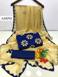 Stuff Cotton Applic Allover Work Shirt And Soft Cotton Trouser With chiffon Traditional Applic Dupatta &nbsp;3PC Dress