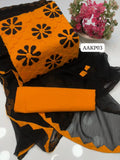 Stuff Cotton Applic Allover Work Shirt And Soft Cotton Trouser With chiffon Traditional Applic Dupatta &nbsp;3PC Dress