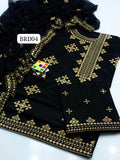 Stuff Lawn Cotton Front Full Gala Anrakha Style Embroidery Shirt And Embroidery Trouser With Chiffon Embroidery Dupatta 3PC Dress