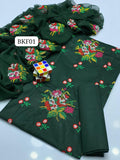 Stuff Lawn Cotton Heavy All Over Cross Stich Gulab Embroidery Shirt And Khaadi Net Embroidery Dupatta Ad Plain Trouser 3PC Dress