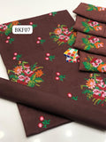 Stuff Lawn Cotton Heavy All Over Cross Stich Gulab Embroidery Shirt And Khaadi Net Embroidery Dupatta Ad Plain Trouser 3PC Dress