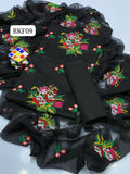 Stuff Lawn Cotton Heavy All Over Cross Stich Gulab Embroidery Shirt And Khaadi Net Embroidery Dupatta Ad Plain Trouser 3PC Dress