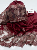 Stuff Swiss Lawn Fabric Elegant And Beautiful Machine Cross Sticht Embroidery Chaddar
