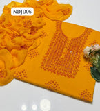 Most Demanding Handmade Artical Stuff Soft &nbsp;Lawn original mirror work Shirt, Attach Trouser Along With Chiffon Embroided Dupatta 3pcs Dress