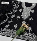 Stuff Classic Lawn Front Jaal + Gala Daman Bail Boring Work &nbsp;Shirt, Plain Trouser Along With Chiffon &nbsp;2 Side Border Cutwork Boring+Bunch Jaal Embroided &nbsp;Dupatta 3pcs Dress