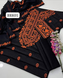 STuff Lawn Cotton Front Full Gala Panel Embroidery SHirt &amp; Sleeves Embroidery And Embroidert Trouser WIth Chiffon Embroidery Dupatta 3PC Dress