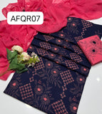 Stuff Soft Lawn chawal Front Jaal Shirt, Embroided Contrass Trouser Along With Chiffon Contrass Dupatta &nbsp;3pcs Dress