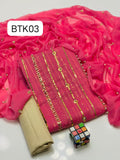 STuff SOft Crinkle Chiffon Front BAck Heavy Work Shirt Heavy Emb with Tilla Sequence Emb &amp; Pearls beats Work Dupatta And Kattan Silk Trouser 3PC Dress