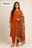 STuff Marina Plain SHirt And Trouser With Pashmina Wool Witn Velvet Zari Straps Work Shawl 3PC Dress