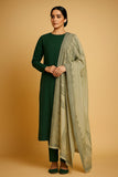 STuff Plain Wool SHirt And Trouser WIth Wool Beautiful Heavy broshia 2 side Turkish borders Shawl 3PC Dress