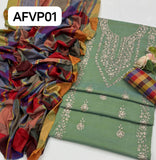 Khaddi Hand made gotta work new design gala bail boti gall shirt with plan check style trouser along with check style plan duppata