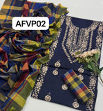 Khaddi Hand made gotta work new design gala bail boti gall shirt with plan check style trouser along with check style plan duppata