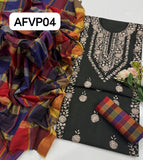 Khaddi Hand made gotta work new design gala bail boti gall shirt with plan check style trouser along with check style plan duppata