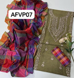 Khaddi Hand made gotta work new design gala bail boti gall shirt with plan check style trouser along with check style plan duppata