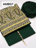 STuff Dhanak Plain Shirt And Trouser With Double toon Turkish shawl 4 sided border Shawl 3PC Dress