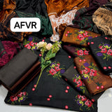 khaddi winter stuff computer crosstich flower gall shirt with plan trouser along with walwet pata style duppata 3pc