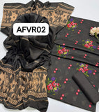 khaddi winter stuff computer crosstich flower gall shirt with plan trouser along with walwet pata style duppata 3pc