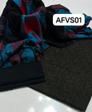 Marina self jacard plan shirt with plan trouser along with jacard style shawl 3pcs Dress