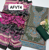 Jamawar kashmiri wool gala heavy Daman along with wool shawl with plan trouser 3pcs Dress