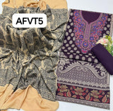 Jamawar kashmiri wool gala heavy Daman along with wool shawl with plan trouser 3pcs Dress