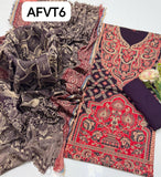 Jamawar kashmiri wool gala heavy Daman along with wool shawl with plan trouser 3pcs Dress