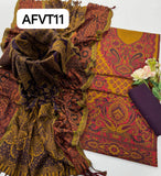 Jamawar kashmiri wool gala heavy Daman along with wool shawl with plan trouser 3pcs Dress